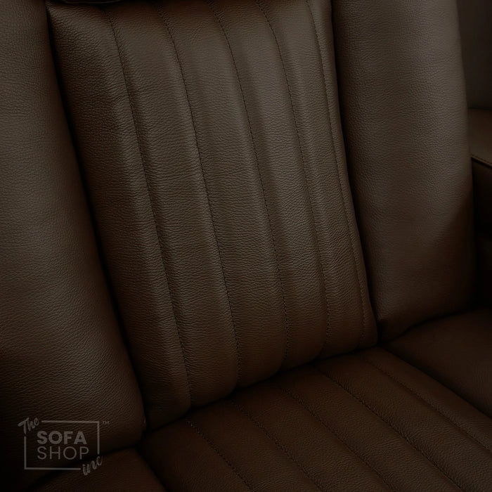 Real Leather 2+1 Electric Recliner Cinema Sofa Set in Dark Brown | 2 Piece Sofa Set with Massage, USB Ports, Cup Holders, Storage Boxes & Wireless Charger | Capri | The Sofa Shop