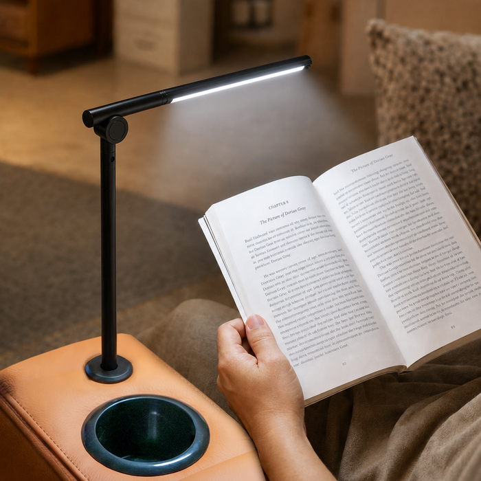 The Sofa Shop Adjustable LED Reading Lamp | Hi-Tech Touch Control Lamp With Wireless Charging + Foldable Arm | Long | Black
