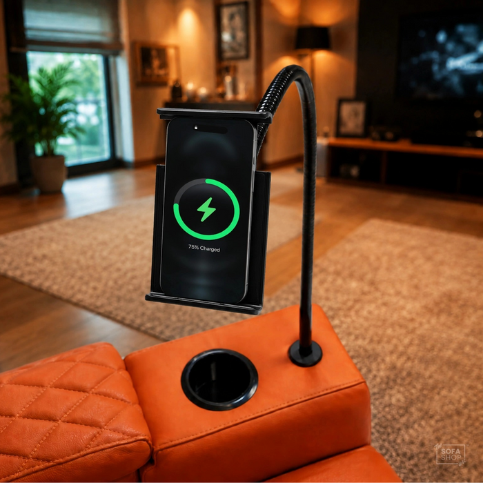 Wireless Charging Phone Holder In Black | 800mm | Long Reach Recliner Accessory With Wireless Charging + Adjustable Angle + Phone & Tablet Support | The Sofa Shop