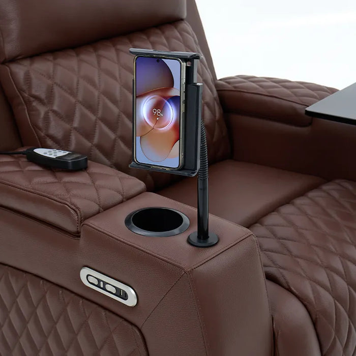 1 Seater Smart Tech Electric Recliner Cinema Chair | Luxury Theatre Seating | Chestnut Real Leather | Vicenza
