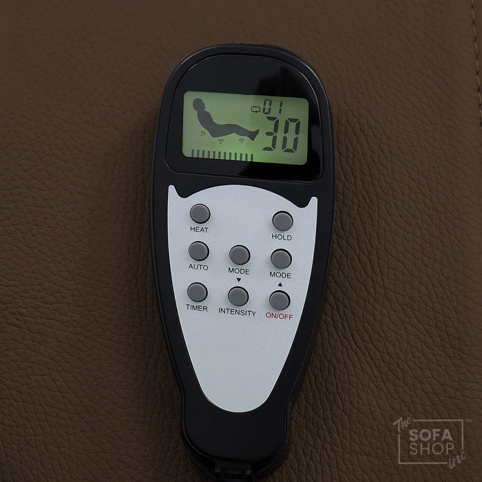 Dark Brown Real Leather 3 Seater Cinema Sofa | Electric Recliner Couch with Massage, Heat, Fold-Down Table & Wireless Charger | Capri | The Sofa Shop