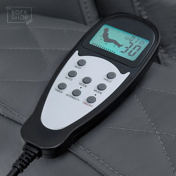 Real Leather 3+1 Home Theatre Sofa Suite In Grey | 2 Piece Reclining Cinema Sofa Package With Massage, Low Heated Lumbar, Power Lumbar, LED & Cooling Cup Holders | Assisi