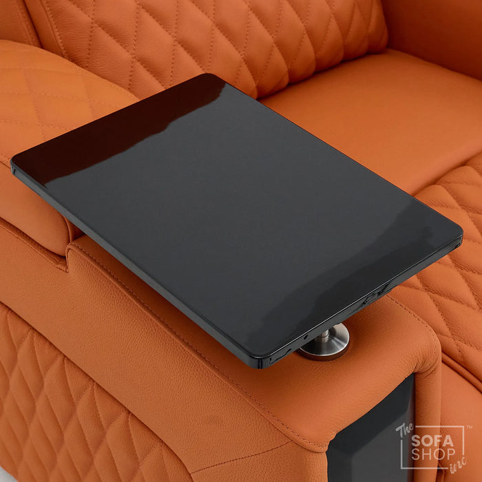 3 Seater Cinema Sofa in Orange Real Leather | Luxury Theatre & Home Cinema Seating | Electric Recliner With USB Charging + Cupholders & Power Headrests | LED Lighting & Hidden Storage | Assisi