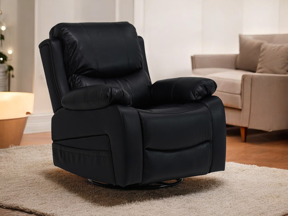 Black Leather Rocking & Swivel Massage Chair - 13