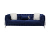 Sandringham 2 Seater Sofa In Blue Velvet | Missing 3 Buttons (Side Panel & Backrest) | Second Hand Sofas 31