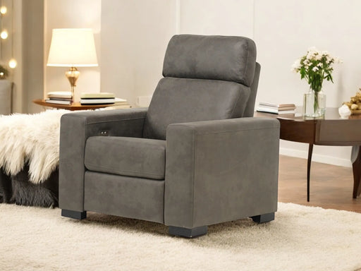 Electric Recliner Chair in Grey Leather|  Small Dot on Backrest | Palmero | Second Hand Sofas 32