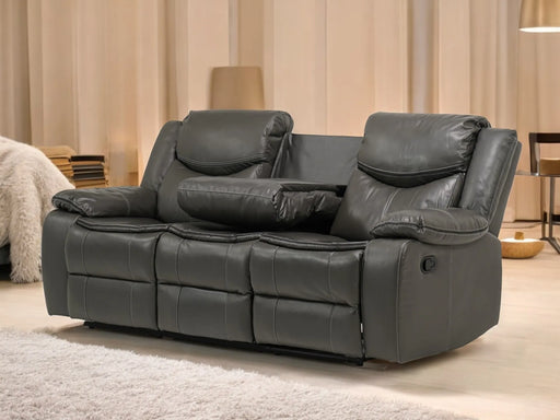 3 Seater Recliner Sofa In Grey Leather | Used + Rip on Left Front Side Panel | Highgate | Second Hand Sofas 33