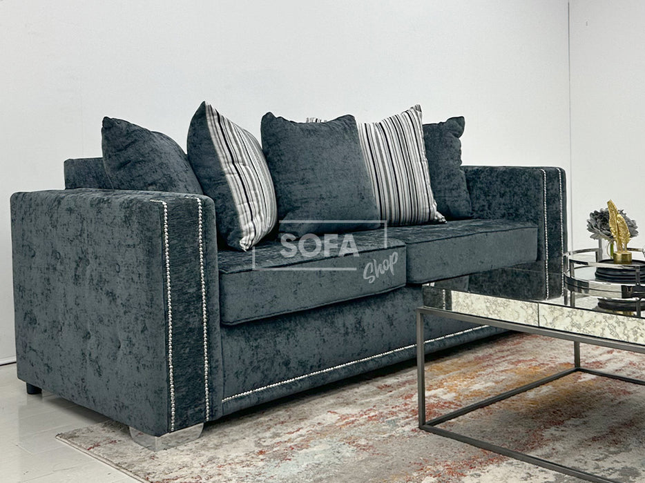 Kensington 3 Seater Coal Fabric Scatterback - Customer Return - Second Hand Sofas