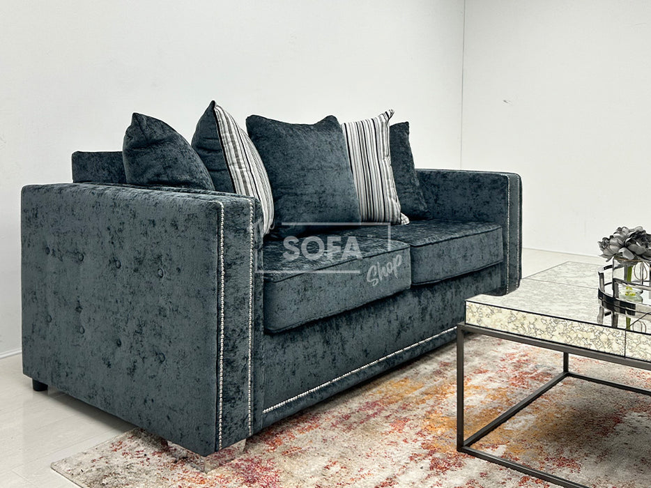 Kensington 3 Seater Coal Fabric Scatterback - Customer Return - Second Hand Sofas