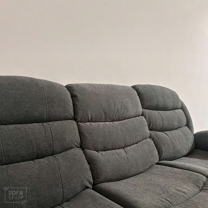 3 Seater Dark Grey Fabric Sofa | Manual Couch With Reinforced Wood Frame + Padded Lumbar & Wrinkle-Resistant Material | Sorrento | The Sofa Shop