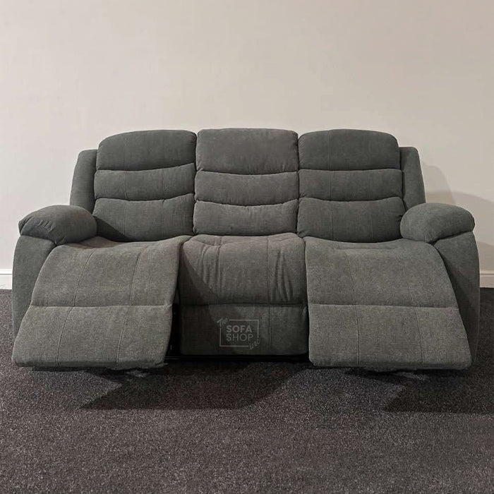 3 Seater Dark Grey Fabric Sofa | Manual Couch With Reinforced Wood Frame + Padded Lumbar & Wrinkle-Resistant Material | Sorrento | The Sofa Shop