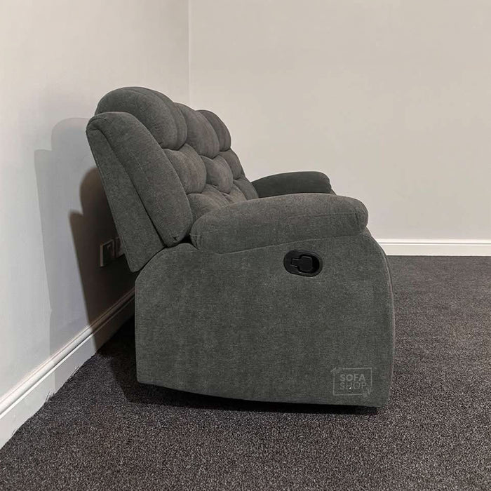 3 Seater Dark Grey Fabric Sofa | Manual Couch With Reinforced Wood Frame + Padded Lumbar & Wrinkle-Resistant Material | Sorrento | The Sofa Shop