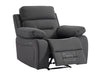 3+1 Recliner Sofa Set inc. Chair in Grey Velvet With Drop-Down Table & Cup Holders & USB Ports - 2 Piece Foster Power Sofa Set