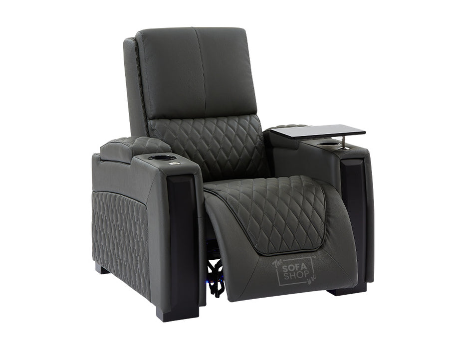 2+1  Seater Electric Recliner Sofa Set & Cinema Seats in Grey Real Leather With Power Lumbar Support & Power Headrests- Assisi