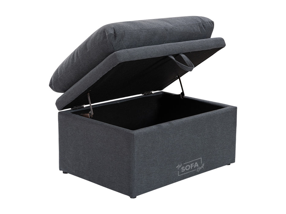 Dark Grey Fabric Cushion Top Footstool - Ravenna