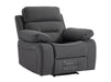 3 2 1 Electric Recliner Sofa Set. 3 Piece Recliner Sofa Package Suite in Grey Velvet with Drop Down Table & Drink Holders & USB Ports- Foster