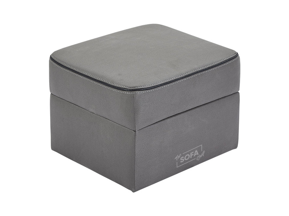 Storage Footstool In Light Grey Fabric With Black Piping - Tuscany