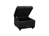 Black Leather Storage Footstool - Ravenna