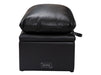 Black Leather Cushion Top Footstool - Bari