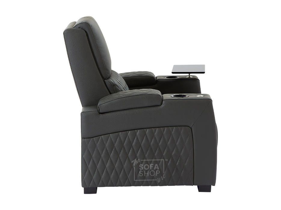 2+1  Seater Electric Recliner Sofa Set & Cinema Seats in Grey Real Leather With Power Lumbar Support & Power Headrests- Assisi