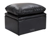 Black Leather Cushion Top Footstool - Bari