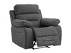 3+1 Recliner Sofa Set inc. Chair in Grey Velvet With Drop-Down Table & Cup Holders & USB Ports - 2 Piece Foster Power Sofa Set