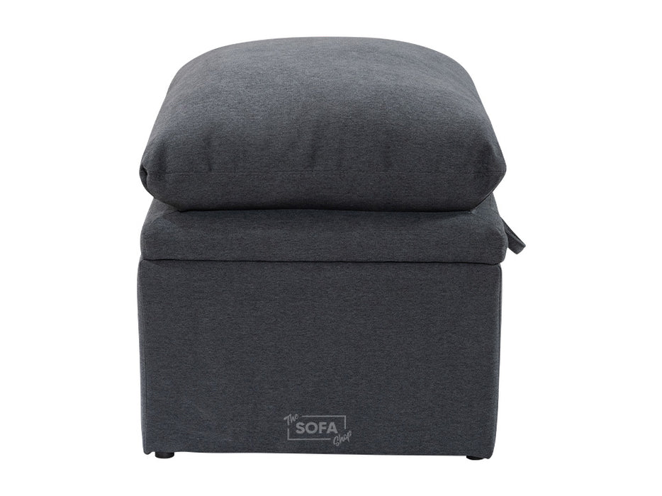 Dark Grey Fabric Cushion Top Footstool - Bari