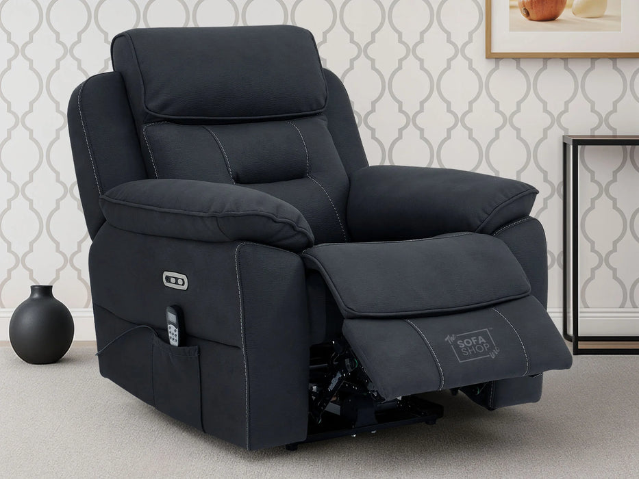 1 Seat Electric Recliner Chair Home Cinema Sofa | Fabric Chair In Charcoal Grey | Hi-Tech Chair with Massage, Heating, Padded Armrests, USB & Power Headrest | Florence