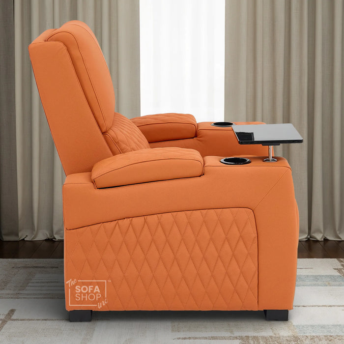 1 Seater Real Leather Electric Recliner Cinema Chair in Orange | Massage & Heat, Power Grommet, LED Cup Holders & Lumbar Support | Assisi | The Sofa Shop