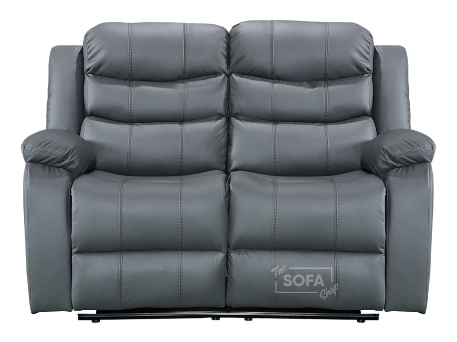 2 Seater Leather Recliner Sofa in Grey - Sorrento