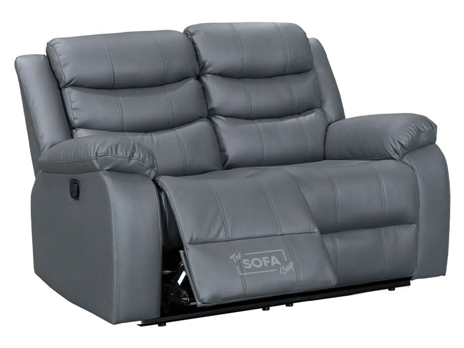 2 Seater Grey Leather Manual Recliner Cinema Sofa | Recliner Couch With High-Back Support & Comfortable Padding | Sorrento | The Sofa Shop