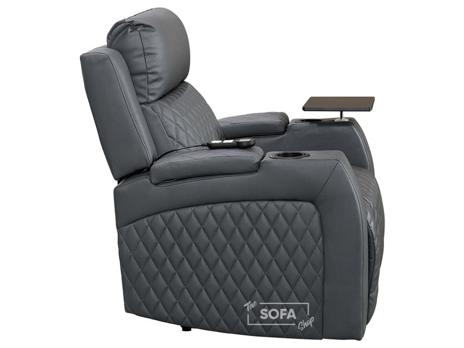 3 1 1 Electric Recliner Sofa Set inc. Cinema Seats in Grey Leather. 3 Piece Cinema Sofa Set with LED Light & Cooling Cup Holders - Venice Series Two