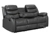 3 Seater Recliner Sofa in Dark Grey Leather with Drop-Down Table & Cup Holders | Sortino | Free Assembly Included