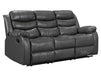 3 Seater Recliner Sofa in Dark Grey Leather with Drop-Down Table & Cup Holders | Sortino | Free Assembly Included