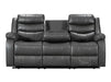 3 Seater Recliner Sofa in Dark Grey Leather with Drop-Down Table & Cup Holders | Sortino | Free Assembly Included