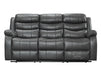 3 Seater Recliner Sofa in Dark Grey Leather with Drop-Down Table & Cup Holders | Sortino | Free Assembly Included