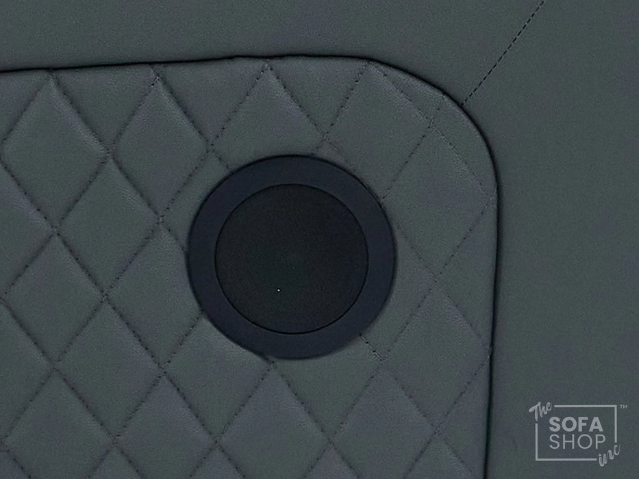 3 Seater Real Leather Electric Recliner Cinema Sofa in Grey | Hi-Tech Sofa with Adjustable Headrest, Lumbar Support, Wireless Charger | Milano | The Sofa Shop