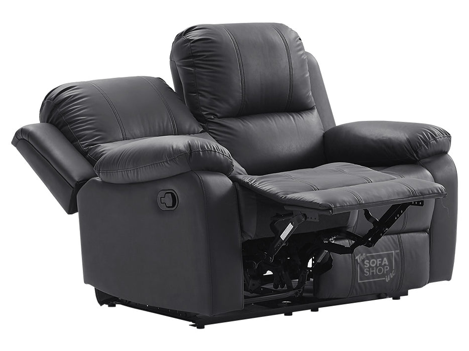 2 Seater Leather Recliner Sofa in Black - Trento