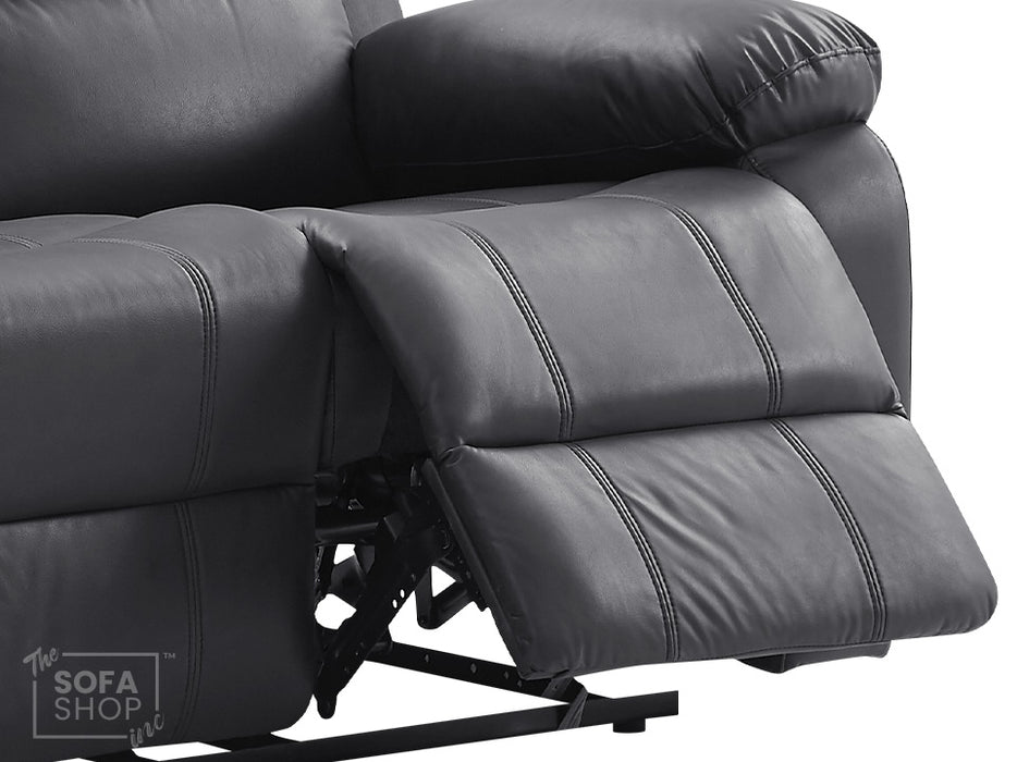 2 Seater Leather Recliner Sofa in Black - Trento