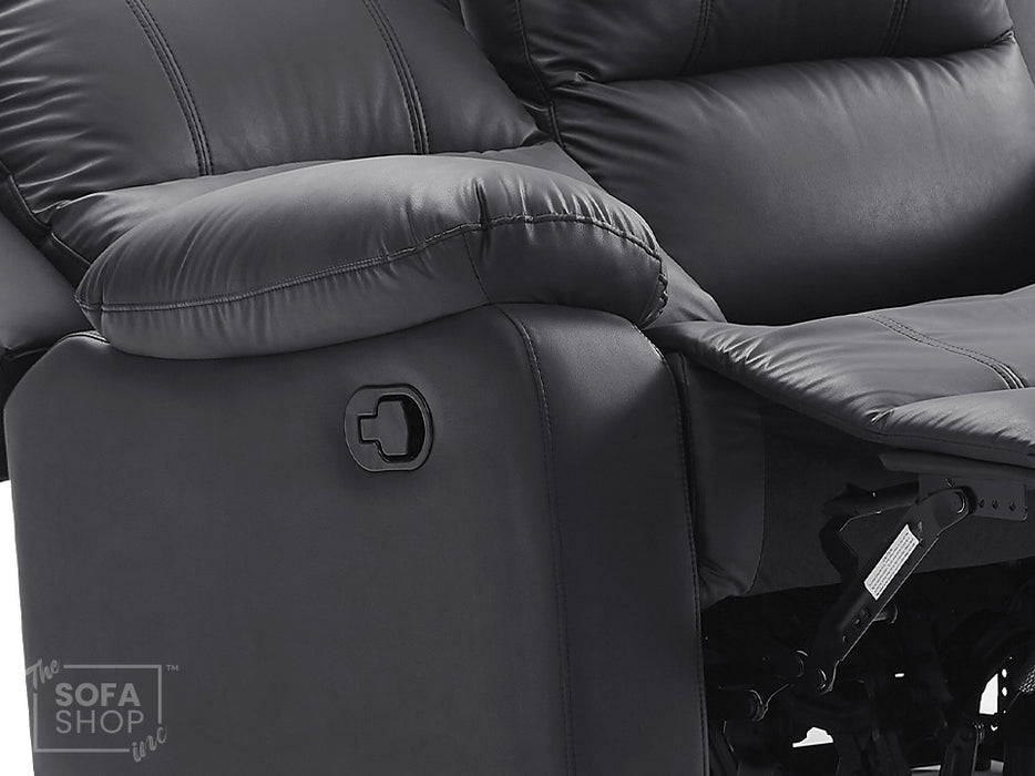 2 Seater Leather Recliner Sofa in Black - Trento