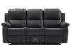 3 2 1 Recliner Sofa Set. 3 Piece Recliner Sofa Package Suite in Black Leather with Drop-Down Table & Drink Holders- Trento