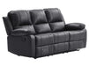 3+1 Recliner Sofa Set inc. Chair in Black Leather with Drop-Down Table & Cup Holders - 2 Piece Trento Sofa Set