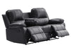 3 2 1 Recliner Sofa Set. 3 Piece Recliner Sofa Package Suite in Black Leather with Drop-Down Table & Drink Holders- Trento