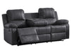 3+1 Recliner Sofa Set inc. Chair in Black Leather with Drop-Down Table & Cup Holders - 2 Piece Trento Sofa Set