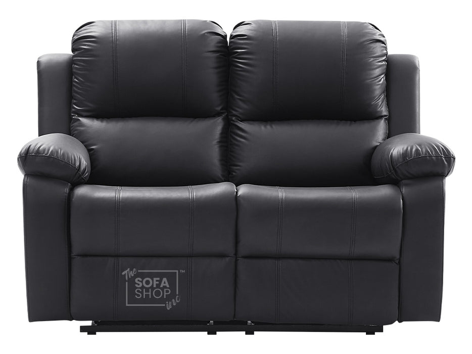 2 Seater Leather Recliner Sofa in Black - Trento