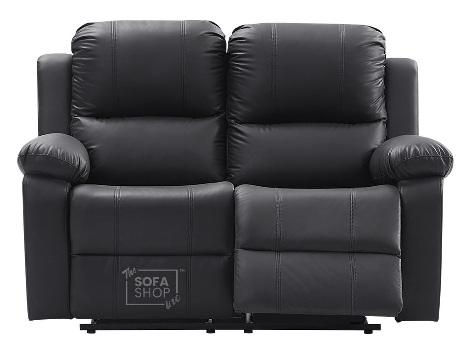 2+1 Recliner Sofa Set inc. Chair in Black Leather - Trento