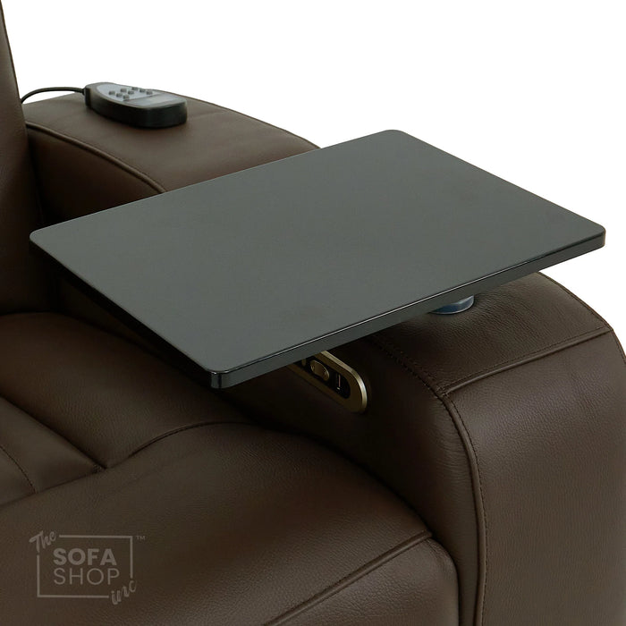 Real Leather 2+1 Electric Recliner Cinema Sofa Set in Dark Brown | 2 Piece Sofa Set with Massage, USB Ports, Cup Holders, Storage Boxes & Wireless Charger | Capri | The Sofa Shop