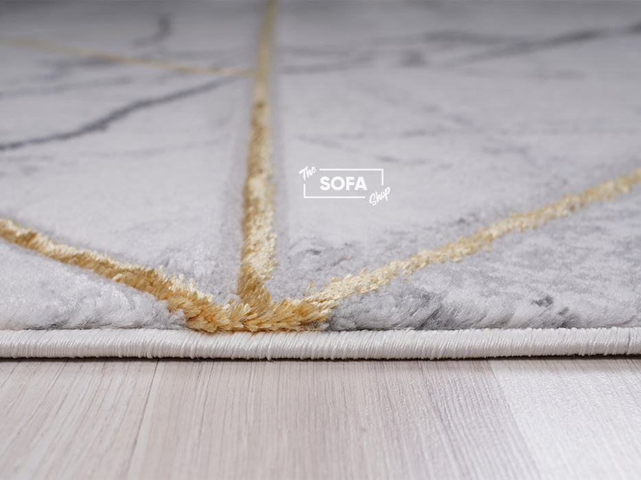 White Rug Woven Fabric in Small & Large Sizes - Alzira
