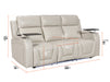 3+1 Electric Recliner Sofa Set inc. Cinema Seat in Light Beige Leather. 2-Piece Cinema Sofa Set with USB & Storage Box - Venice Series Two