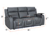 3 Seater Electric Recliner with Power, Massage & Cup Holders - Smart Cinema Sofa in Grey Leather - Venice Series Two